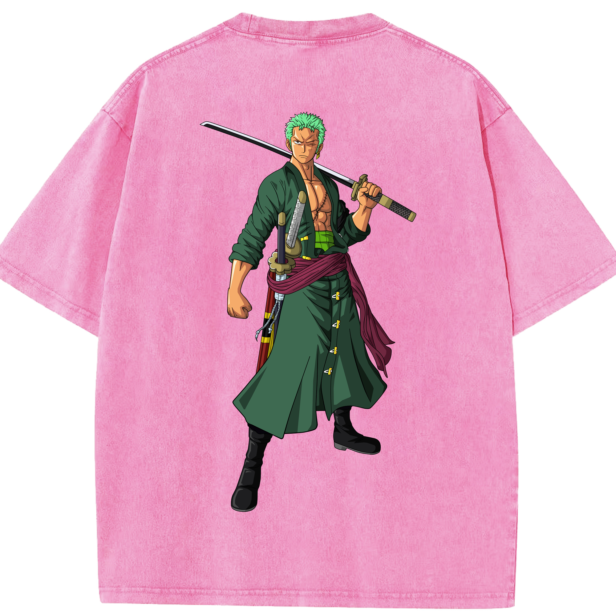 ワンピース ロロノア・ゾロ ONE PIECE Roronoa Zoro 綿100% ヴィンテージ風 半袖Tシャツ（背面プリント）